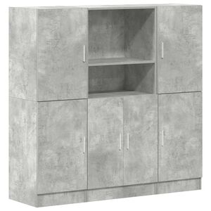 vidaXL 3-tlg. K&uuml;chenschrank-Set Betongrau Holzwerkstoff