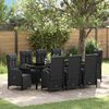 vidaXL Garten Essgruppe mit Kissen 9 pcs Schwarz Poly-Rattan