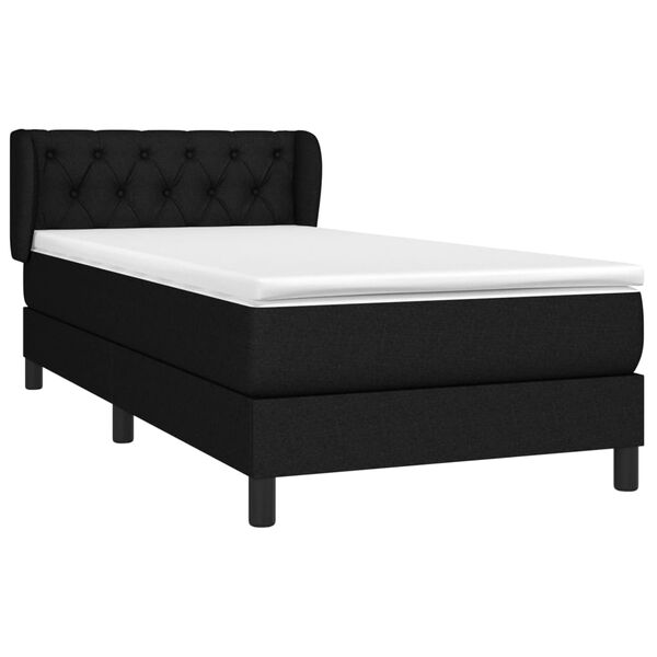 vidaXL Boxspringbett mit Matratze Schwarz 80x200 cm Stoff