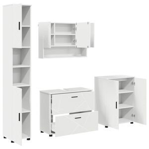 vidaXL Badezimmerm&ouml;bel-Set 4 stk. Wei&szlig; 35 x 30 x 192 cm