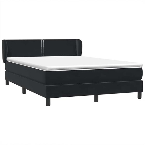 vidaXL Boxspringbett mit Matratze Schwarz 160x220 cm Samt