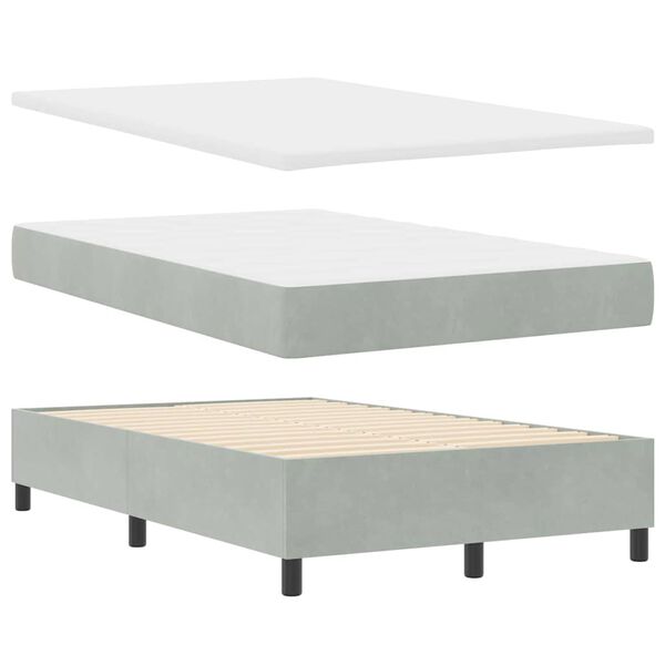 vidaXL Boxspringbett mit Matratze Hellgrau 120 x 200 cm Samt