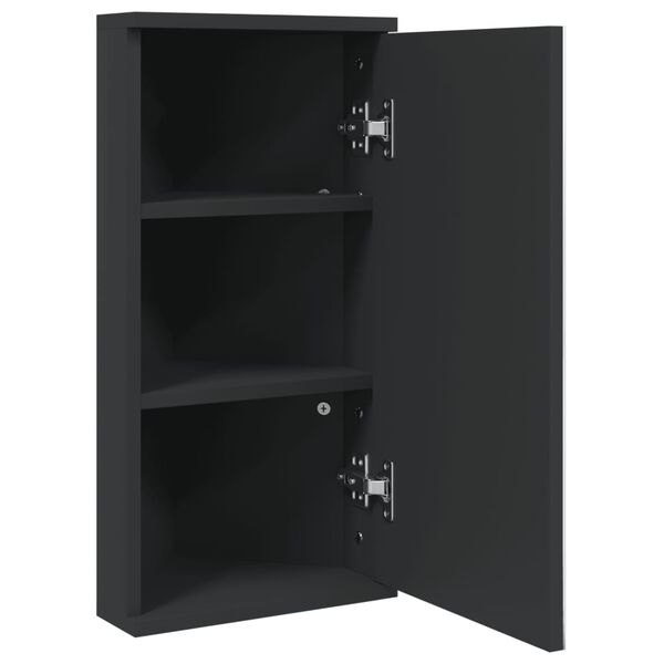 vidaXL Eck-Spiegelschrank Schwarz 30x24x60 cm