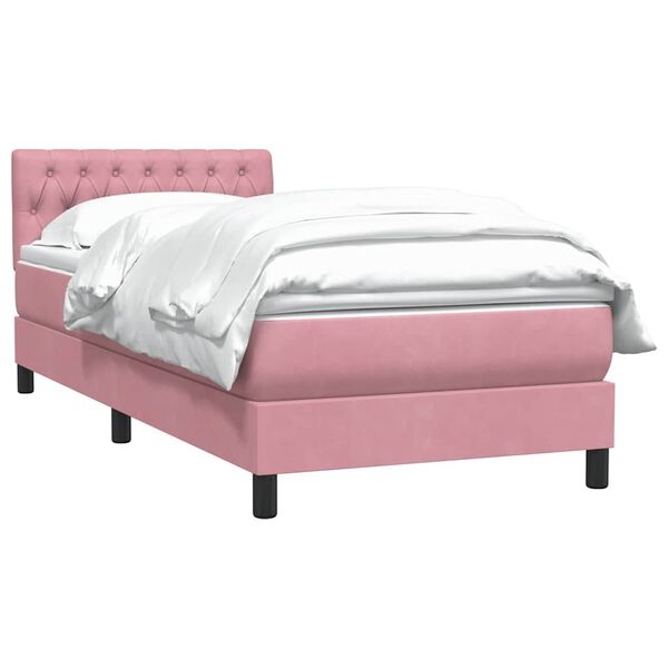 vidaXL Boxspringbett mit Matratze Rosa 90x220 cm Samt