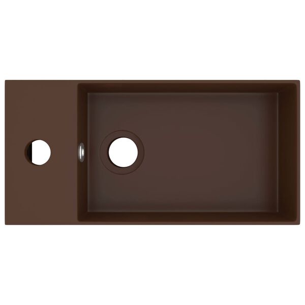 vidaXL Badezimmer-Waschbecken mit Überlauf Keramik Dunkelbraun
