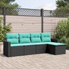 vidaXL 5-tlg. Garten-Sofagarnitur mit Kissen Schwarz Poly Rattan