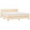 vidaXL Boxspringbett mit Matratze & LED Creme 180x200 cm Stoff