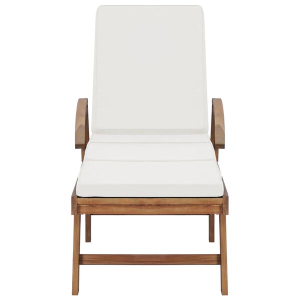 vidaXL Sonnenliegen mit Auflagen 2 Stk. Massivholz Teak Creme