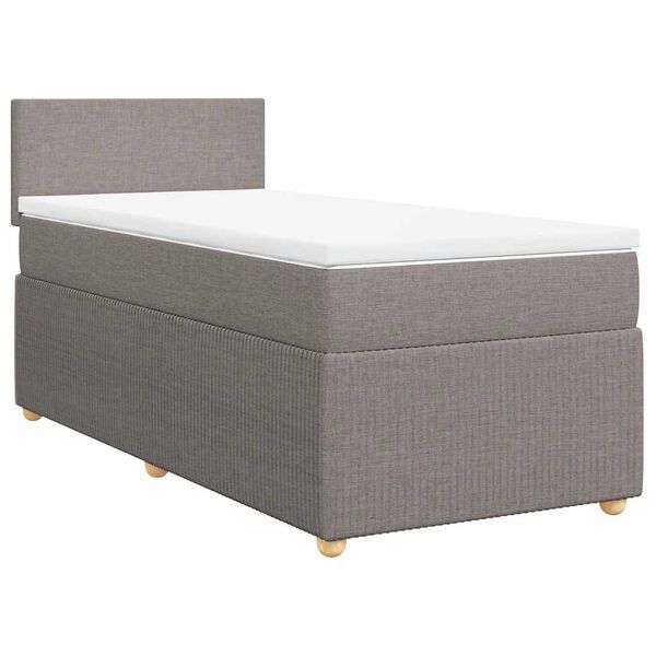 vidaXL Boxspringbett mit Matratze Taupe 80x200 cm Stoff