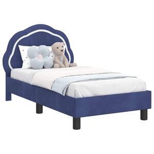 vidaXL Kinderbettgestell mit Kopfteil Polizeiblau 70 x 140 cm Samt