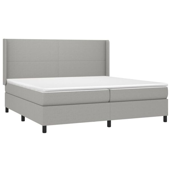 vidaXL Boxspringbett mit Matratze & LED Hellgrau 200x200 cm Stoff