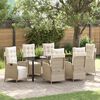 vidaXL Garten Essgruppe mit Kissen 7 pcs Beige Poly-Rattan