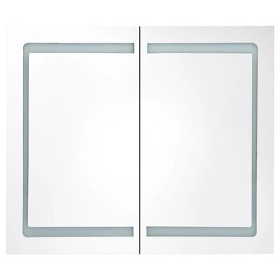 vidaXL LED-Spiegelschrank fürs Bad Glänzend Grau 80x12x68 cm