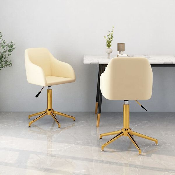 vidaXL Esszimmerst&uuml;hle 2 Stk. Drehbar Creme Samt