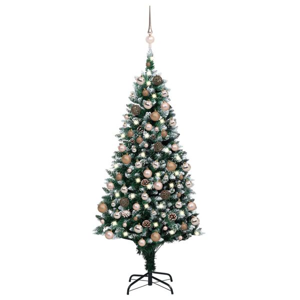 vidaXL K&uuml;nstlicher Weihnachtsbaum mit Beleuchtung Kugeln Zapfen 180 cm