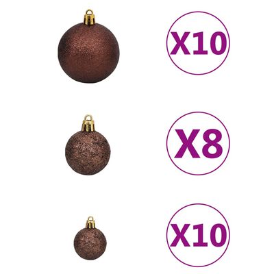vidaXL Künstlicher Weihnachtsbaum mit Beleuchtung & Kugeln Rosa 210cm