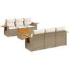 vidaXL 7-tlg. Garten-Sofagarnitur mit Kissen Beige Poly Rattan