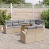vidaXL Gartensofa-set mit Kissen mit Speicher 9 pcs Beige Poly Rattan