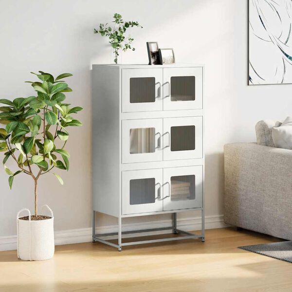 vidaXL Highboard Weiß 68x39x123 cm Stahl