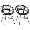 vidaXL Esszimmerstuhl 2 Stk. Rattan und Eisen Schwarz 54 x 65 x 82 cm