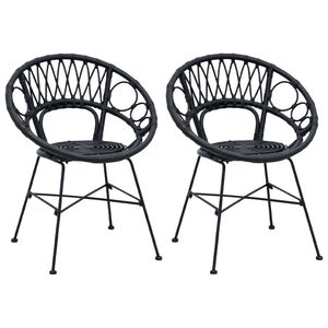 vidaXL Esszimmerstuhl 2 stk. Rattan und Eisen Schwarz 54 x 65 x 82 cm