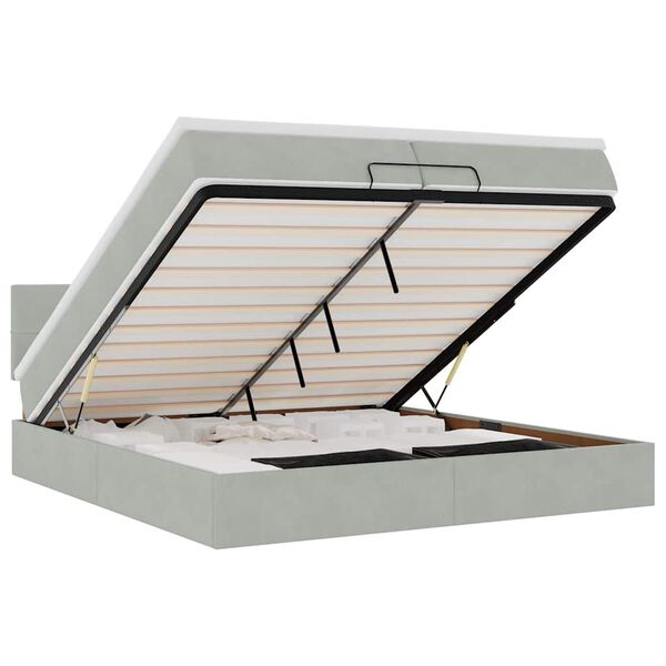 vidaXL Ottoman-Bett mit Matratze Hellgrau 200x200 cm Samt
