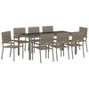 vidaXL Garten Essgruppe 9 pcs Grau Poly-Rattan