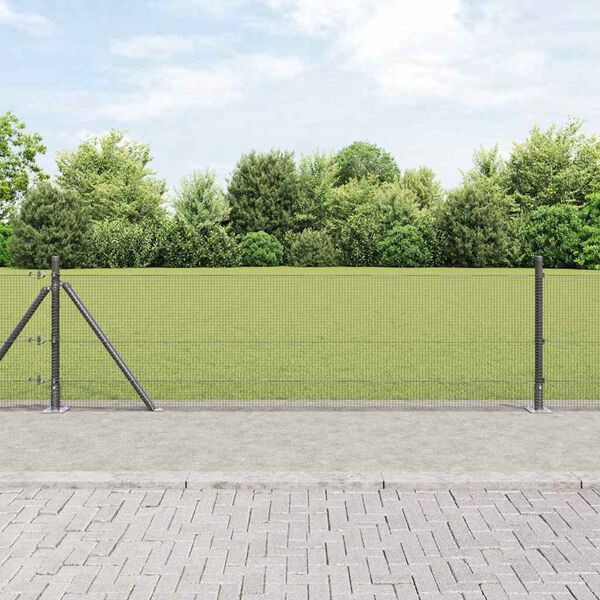 vidaXL Zaunpfosten Grau 100 x 0,6 m (12 x 12 mm Netz) Stahl und PVC