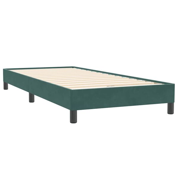 vidaXL Boxspringbett mit Matratze Dunkelgrün 90x220 cm Samt