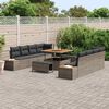 vidaXL Gartensofa-set mit Kissen mit Speicher 11 pcs Grau Poly Rattan