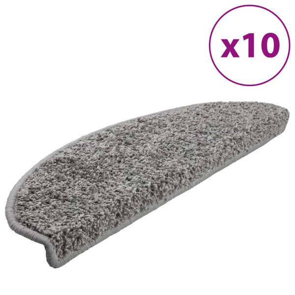 vidaXL Stufenmatten 10 Stk. 65x21x4 cm Grau Halbrund Gro&szlig;