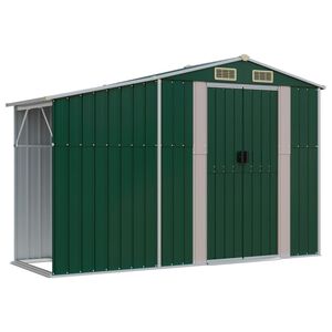 vidaXL Ger&auml;tehaus Gr&uuml;n 277x93x179 cm Verzinkter Stahl