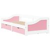 vidaXL Tagesbett mit 2 Schubladen ohne Matratze Wei&szlig; Rosa 90x200cm