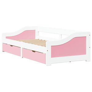 vidaXL Tagesbett mit 2 Schubladen ohne Matratze Wei&szlig; Rosa 90x200cm