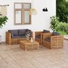 vidaXL 5-tlg. Garten-Lounge-Set mit Dunkelgrauen Kissen Teakholz