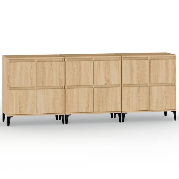 vidaXL Sideboards 3 Stk. Sonoma-Eiche 60x35x70 cm Holzwerkstoff