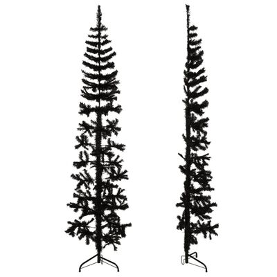 vidaXL Künstlicher Halb-Weihnachtsbaum Ständer Schlank Schwarz 210 cm