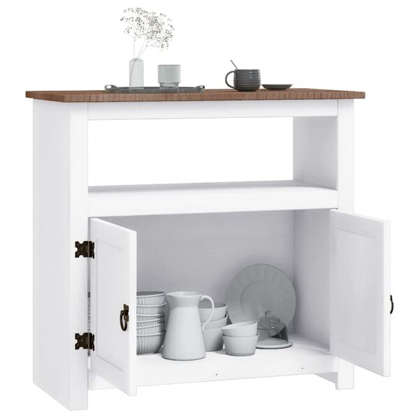 vidaXL TV-Schrank Mexiko-Stil Kiefernholz Weiß 80x43x78 cm