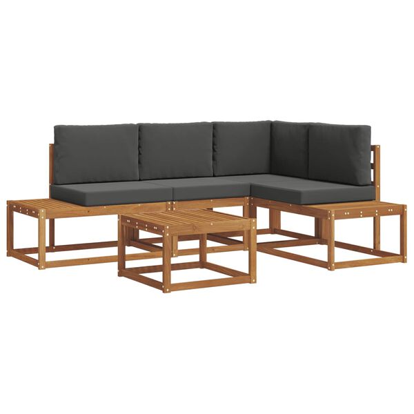 vidaXL Outdoor-Sofagarnitur mit Kissen 5 St&uuml;ck Natur und Anthrazit