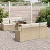 vidaXL Garten-Sofa-Set mit Speicher 7 pcs Beige Poly Rattan
