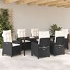 vidaXL Garten Essgruppe mit Kissen 7 pcs Schwarz Poly-Rattan