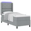 vidaXL LED Boxspringbett mit Matratze Hellgrau 80 x 200 cm Stoff