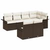 vidaXL Garten-Sofa-Set mit Kissen mit Speicher 7 pcs Braun Poly Rattan