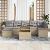 vidaXL Sofa Set mit Kissen 8 pcs Beige Poly-Rattan