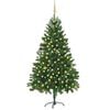 vidaXL Künstlicher Weihnachtsbaum Beleuchtung & Kugeln 210 cm Grün