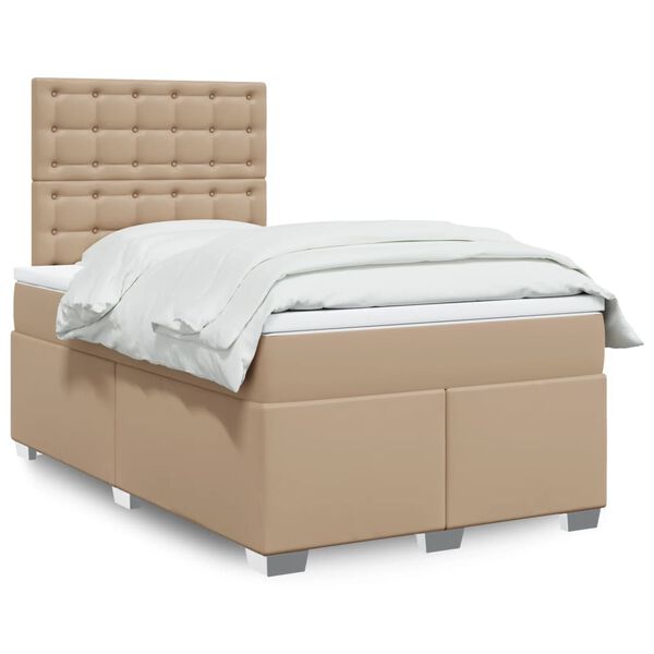 vidaXL Boxspringbett Matratze Cappuccino-Braun 120x200cm Kunstleder