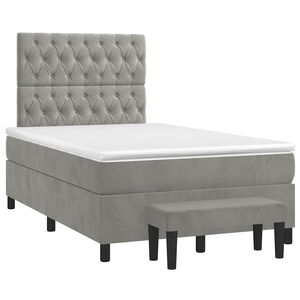 vidaXL Boxspringbett mit Matratze Hellgrau 120x190 cm Samt