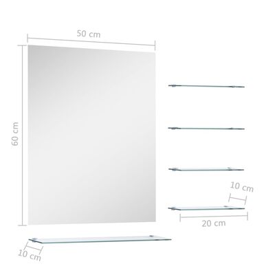vidaXL Wandspiegel mit 5 Ablagen Silbern 50×60 cm