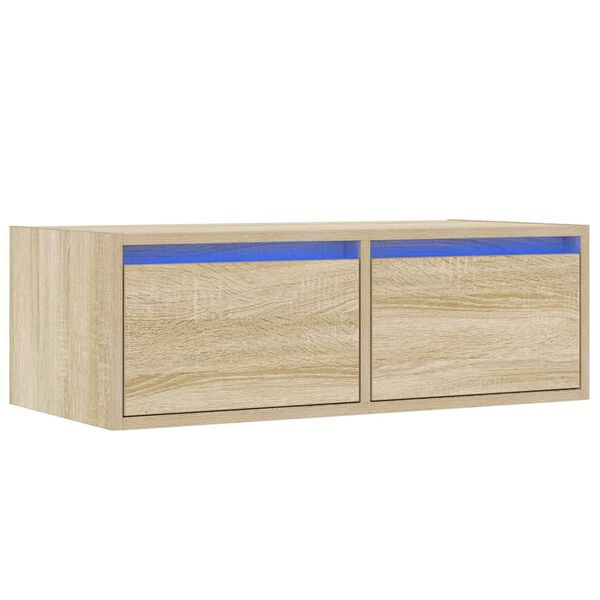 vidaXL TV-Schrank mit LED-Leuchten Sonoma-Eiche 75x35,5x25 cm