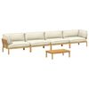 vidaXL Sofa Set mit Kissen Uni 5 pcs Creme Massivholz Akazie